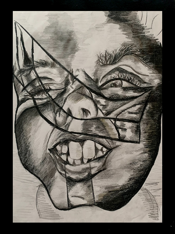 A3 Observational Drawing, Pencil and Charcoal on Paper